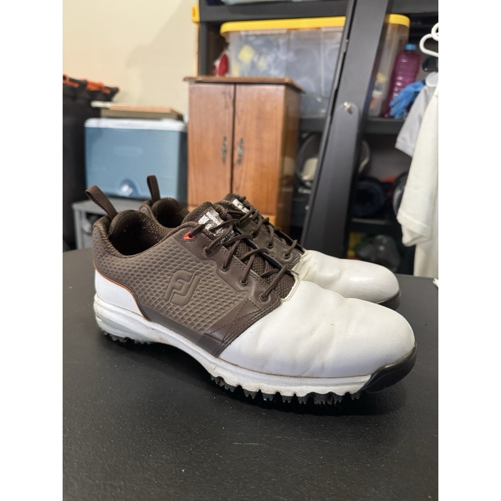 Footjoy Contour Fit Soft Spike Golf Shoes Brown White 54096 Mens Size 10 M
